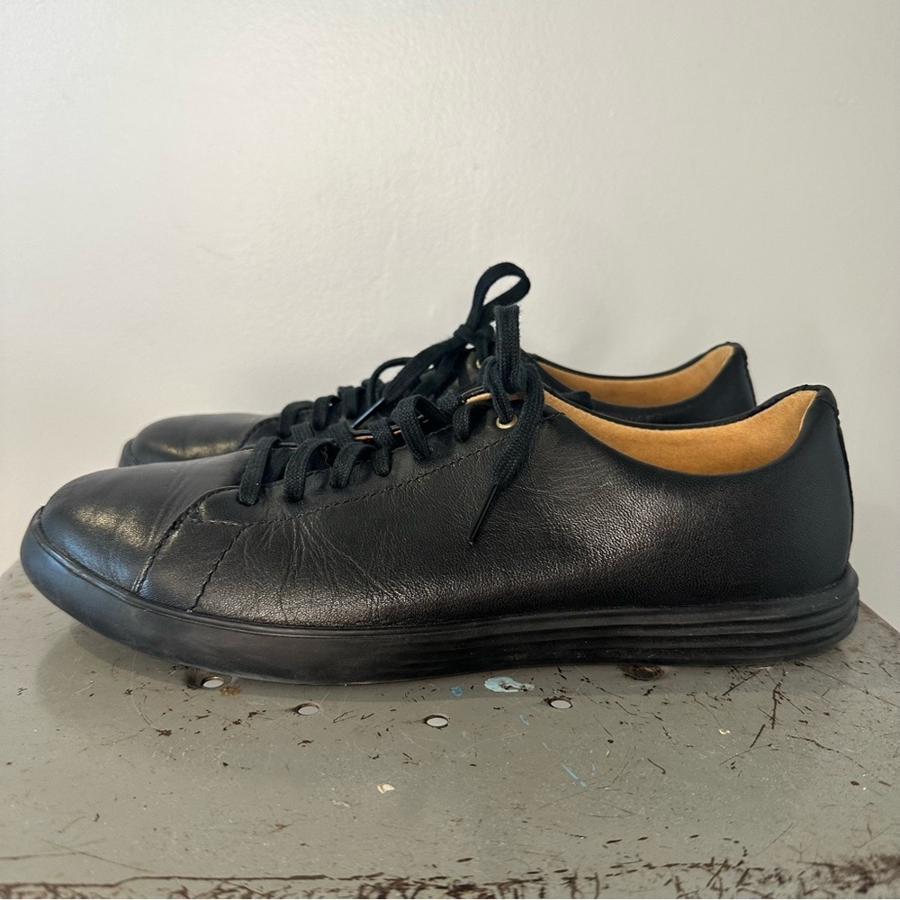 Cole Haan Men's Black Leather Lace-Up Sneakers Grand.OS